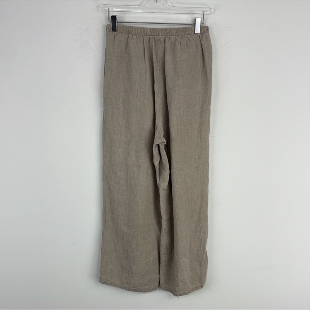 FLAX 100% Linen Khaki Wide Leg Pants Sz P (XS 4-6)